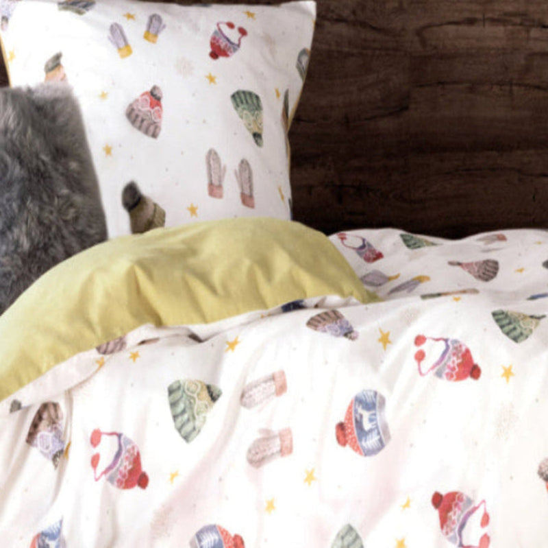 warme Biberbettwäsche "Mützen"